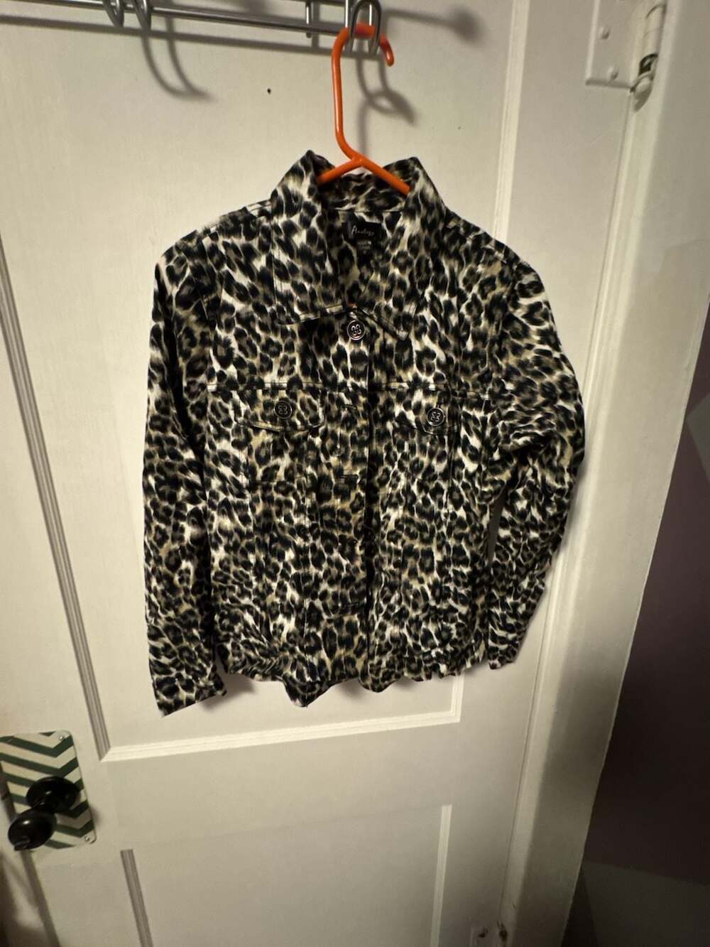 Analogy Leopard Print Button Front Cotton Jacket